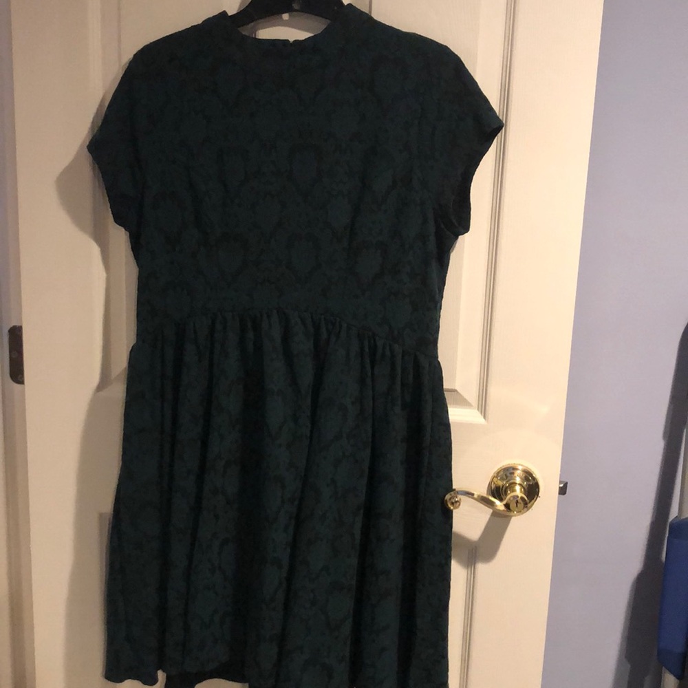 Mock neck fit and flare dress